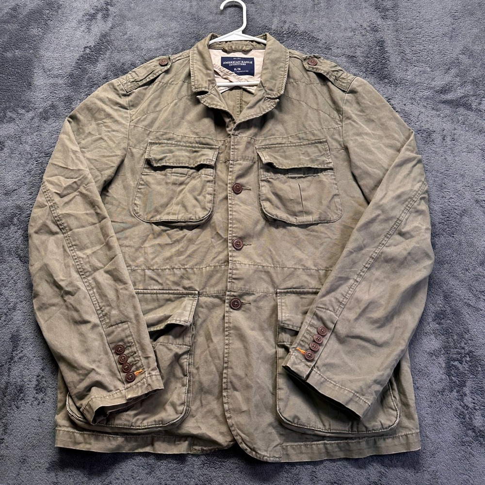 American Eagle Field Jacket Mens XL Olive Green Cotton Military Utility Coat